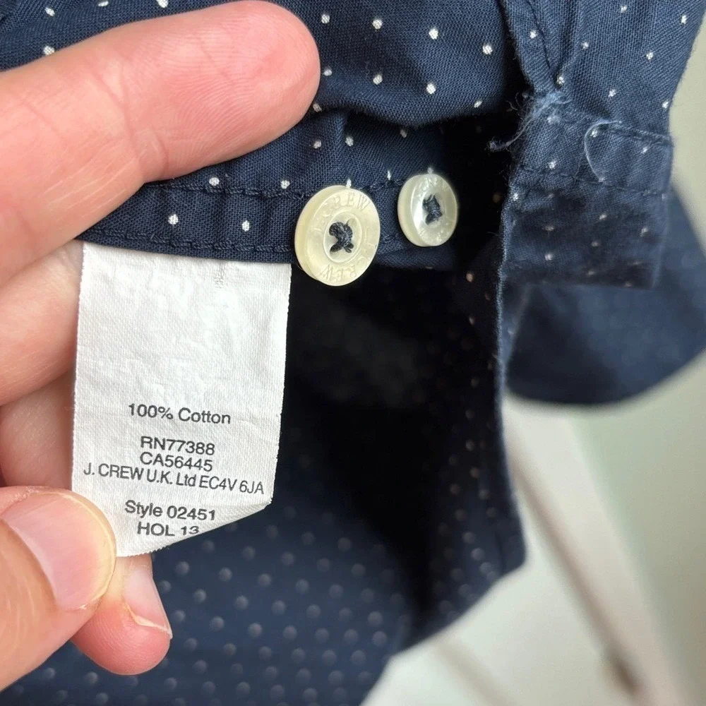 J.Crew Navy Micro-Dot Cotton Button-Up Shirt‎ Men's XL